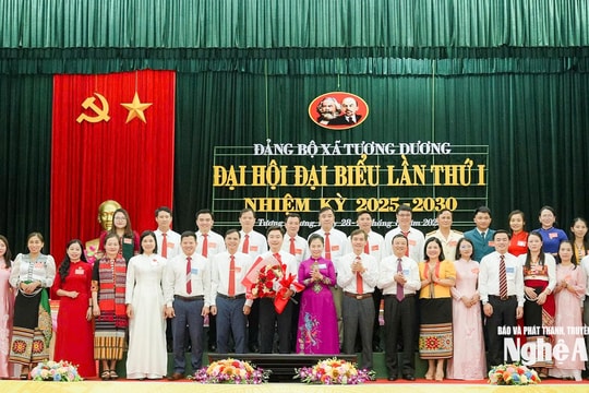 Phó Bí thư Tỉnh ủy Võ Thị Minh Sinh dự và chỉ đạo đại hội xã Tương Dương