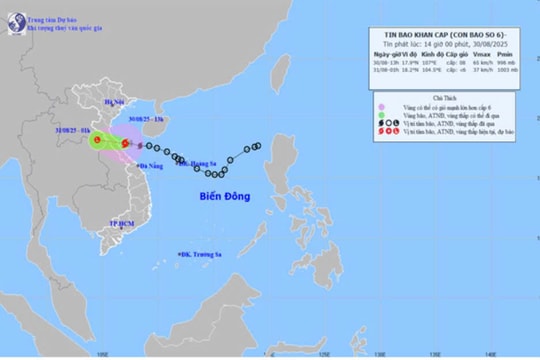 TIN BÃO KHẨN CẤP: Bão số 6 gây gió mạnh cấp 8, giật cấp 10-11
