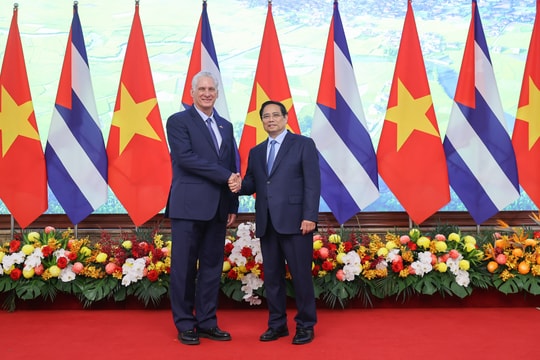 Bí thư thứ nhất, Chủ tịch nước Cuba Miguel Diaz Canel hội kiến Thủ tướng Chính phủ Phạm Minh Chính