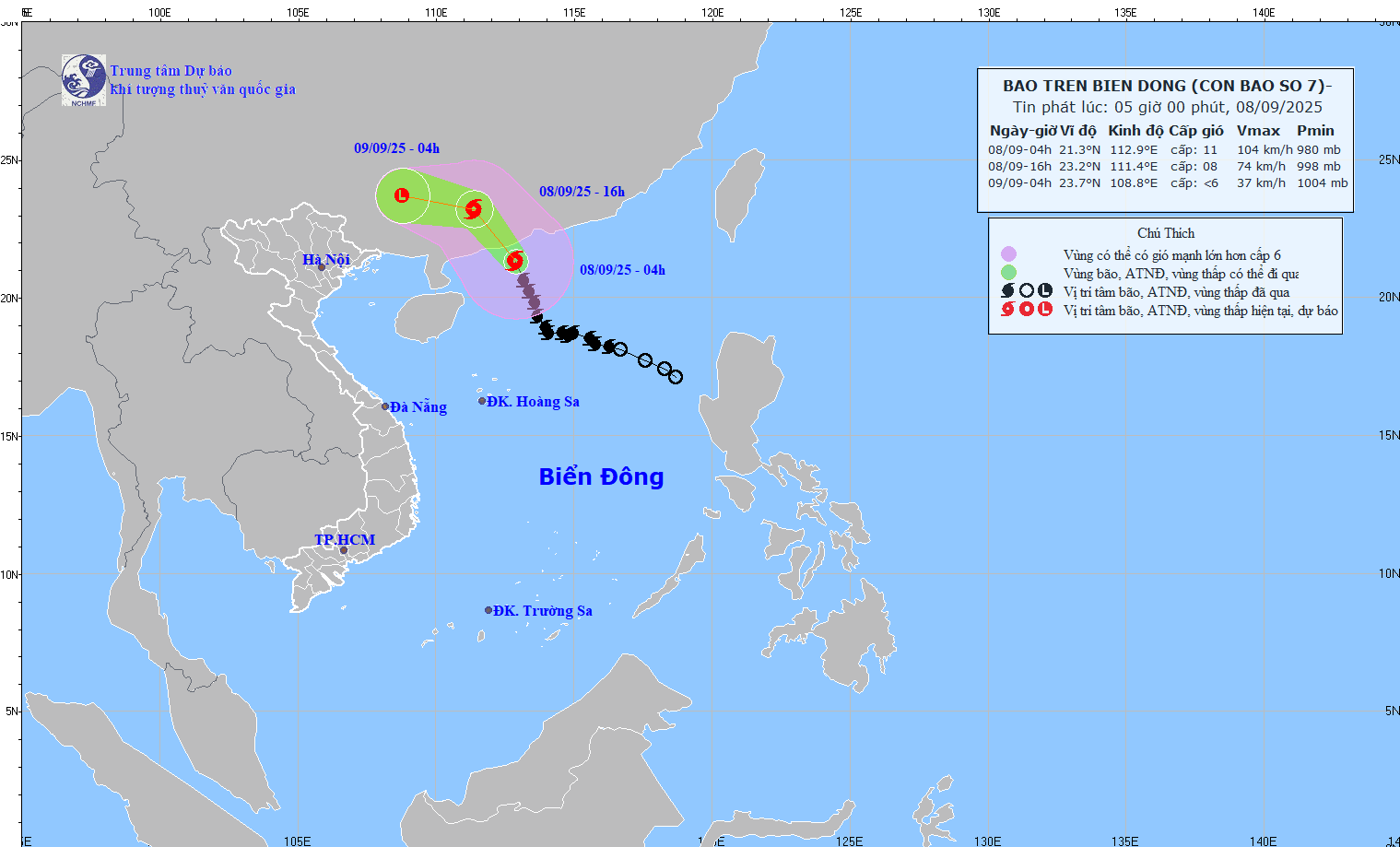 TIN BÃO SỐ 7: vùng ven biển phía Đông của Bắc Bộ xuất hiện dông, lốc và gió giật mạnh