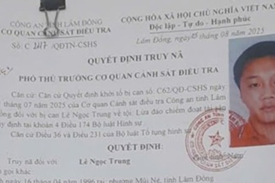 Nhân viên một ngân hàng bị phát lệnh truy nã đặc biệt