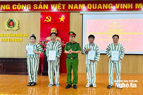 Nghệ An trao quyết định giảm án cho 6 phạm nhân trong đợt 2/2025