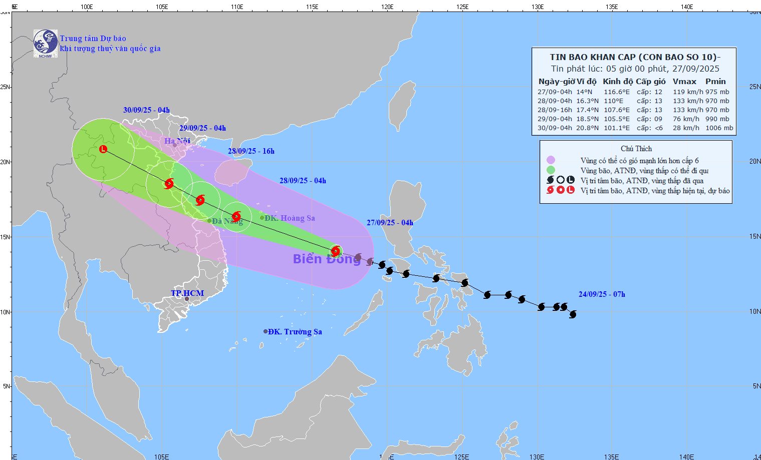 Thời tiết hôm nay 27/9: Bão Bualoi tiến vào Biển Đông, mưa dữ dội trên diện rộng