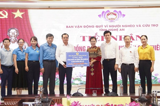 Tổng Liên đoàn Lao động Việt Nam hỗ trợ Nghệ An 500 triệu đồng khắc phục hậu quả bão lũ