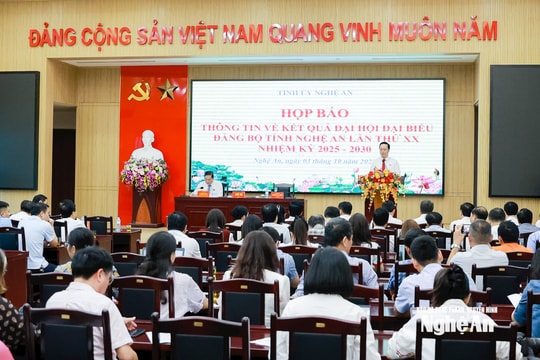 Họp báo thông tin kết quả Đại hội đại biểu Đảng bộ tỉnh Nghệ An lần thứ XX, nhiệm kỳ 2025-2030