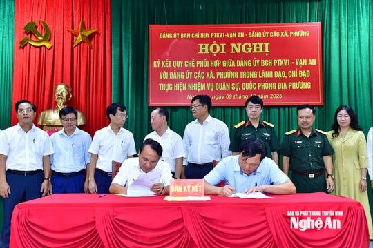 Ký kết quy chế phối hợp giữa Ban Chỉ huy phòng thủ khu vực 1 - Vạn An với các xã, phường