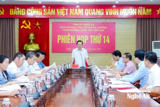 Ban Chỉ đạo về phòng, chống tham nhũng, lãng phí, tiêu cực tỉnh Nghệ An họp phiên thứ 14