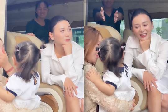 Phương Oanh xuất hiện cùng con song sinh trên phim trường