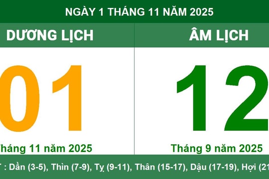 Âm dương lịch 01/11/2025: Giờ hoàng đạo, ngày tốt xấu