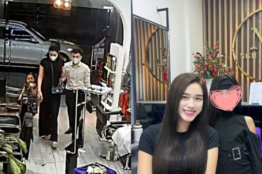 Chồng Hoa hậu Đỗ Thị Hà được khen tinh tế khi đợi vợ ở salon