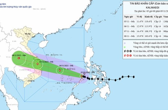 Bão Kalmaegi: Dự báo đổ bộ Nam Trung Bộ với sức gió giật cấp 17