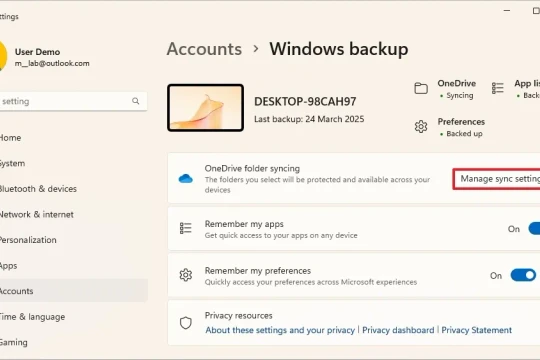 Hướng dẫn sao lưu và khôi phục Windows 11 bằng OneDrive