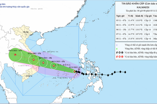 TIN BÃO KHẨN CẤP (Cơn bão số 13) đã đi vào vùng biển phía Đông khu vực giữa Biển Đông