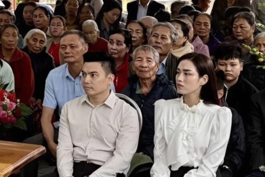 Đỗ Thị Hà giản dị cùng chồng và bố chồng trong sự kiện mới