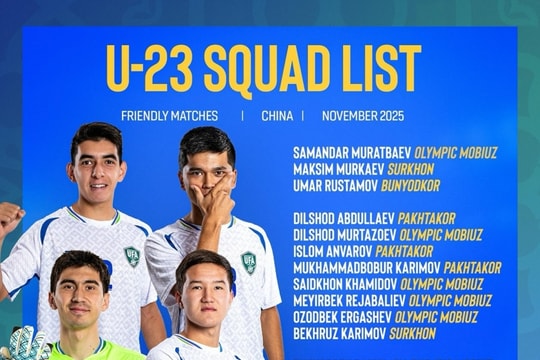U23 Uzbekistan dùng toàn cầu thủ 2005, gặp U23 Việt Nam