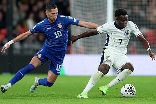 Anh 2-0 Serbia, Saka và Eze nâng chuỗi thắng lên 7