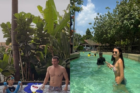 Chồng cũ Hoàng Oanh đưa con trai đi chơi cùng bạn gái mới