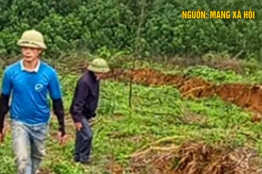 Hà Tĩnh: Cấm đường, sơ tán dân sau khi xuất hiện vết nứt kéo dài trên đồi