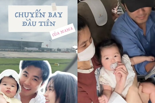 Cháu ngoại NSƯT Xuân Hinh 4 tháng tuổi lần đầu đi máy bay