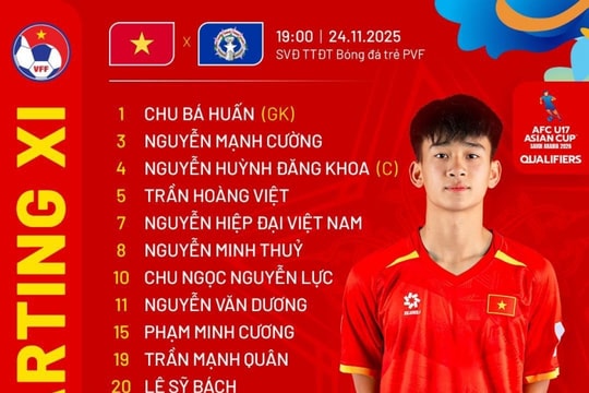 U17 Việt Nam vs U17 Bắc Mariana: 19h00, có đội hình