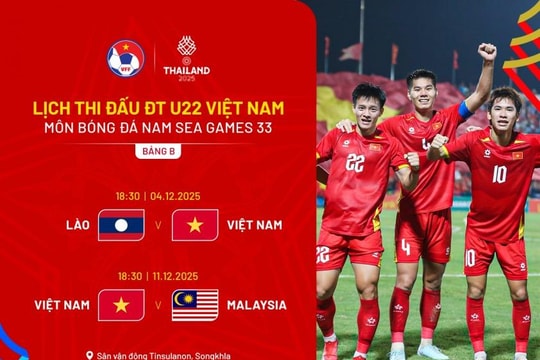 Lịch bóng đá nam SEA Games 33: U22 Việt Nam ra quân 4/12