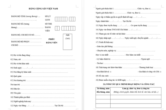 Hướng dẫn viết Phiếu Đảng viên đầy đủ từng mục theo quy định mới
