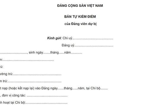 Hướng dẫn viết bản tự kiểm điểm Đảng viên dự bị mới nhất