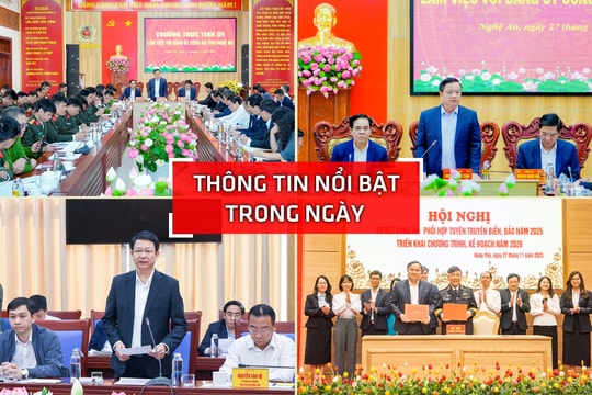 Nghệ An: Thông tin nổi bật ngày 27/11