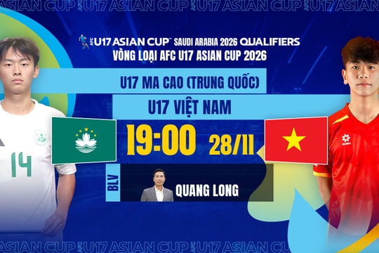 Lịch phát sóng vòng loại U17 châu Á 2026 hôm nay 28/11/2025