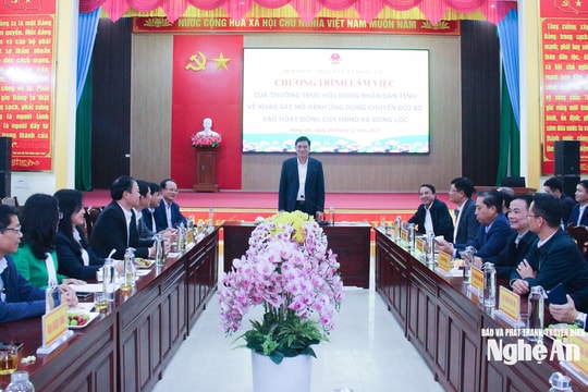 Thường trực HĐND tỉnh Nghệ An khảo sát công tác chuyển đổi số tại xã Đông Lộc