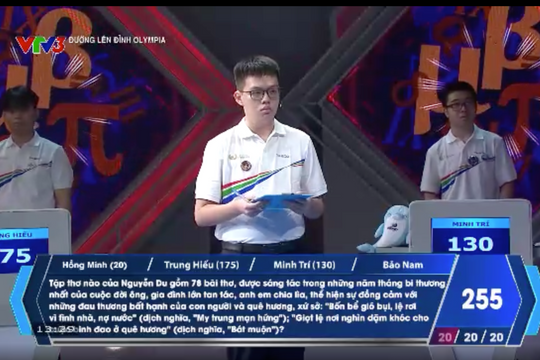 Phạm Bảo Nam giành vòng nguyệt quế Olympia với 335 điểm