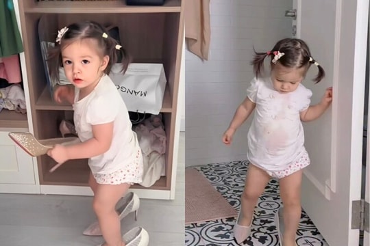 Con gái Lan Phương 16 tháng tuổi đi vững giày cao gót của mẹ