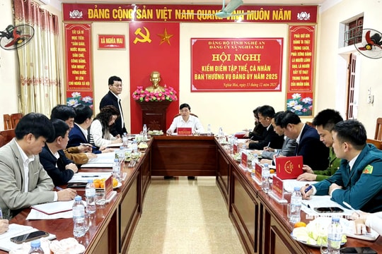 Trưởng Ban Tổ chức Tỉnh ủy Nghệ An dự hội nghị kiểm điểm Ban Thường vụ Đảng ủy xã Nghĩa Mai