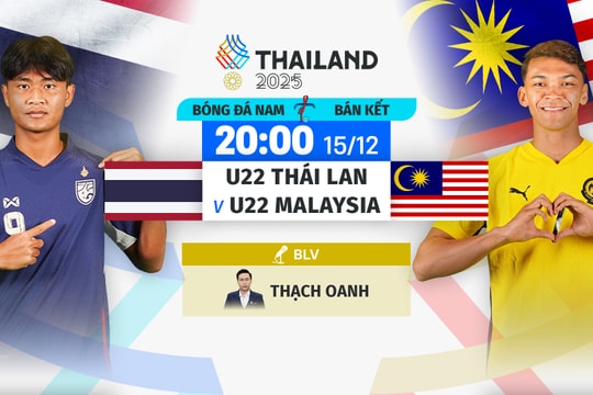 VTV2 VTV6 trực tiếp U22 Thái Lan 1-0 Malaysia SEA Game 33 hôm nay 15/12