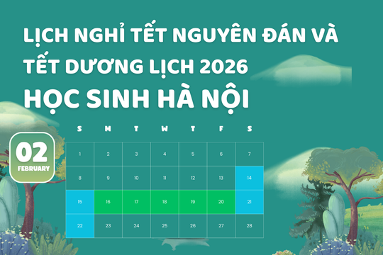 Lịch nghỉ Tết Nguyên đán và Tết Dương lịch 2026 của học sinh Hà Nội