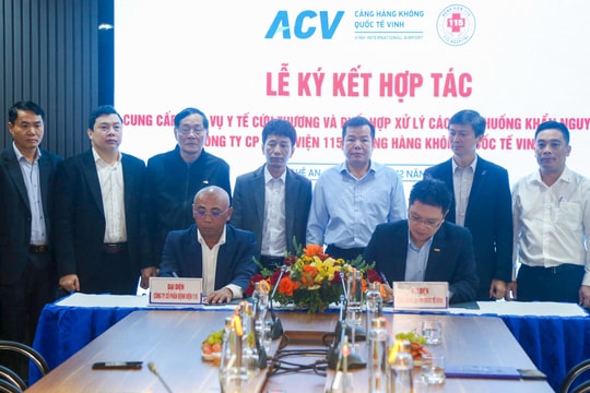 Bệnh viện 115 ký kết hợp tác cung cấp dịch vụ y tế, cứu thương với Cảng hàng không quốc tế Vinh