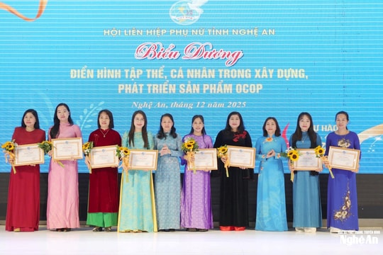 Nghệ An tuyên dương 51 cá nhân, tập thể phụ nữ tiêu biểu gắn với sản phẩm OCOP và kinh tế tập thể