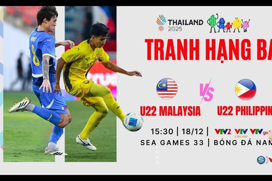 VTV2 trực tiếp bóng đá U22 Malaysia vs Philippines SEA Game 33 hôm nay 18/12
