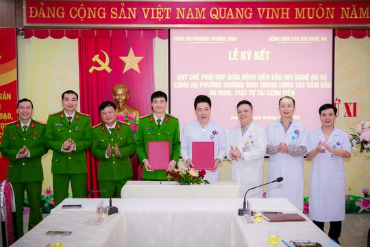 Bệnh viện Sản Nhi Nghệ An và Công an phường Trường Vinh ký kết phối hợp về công tác đảm bảo an ninh, trật tự
