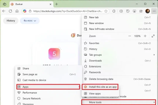 Biến Duck.ai thành ứng dụng riêng trên Windows 10 và 11