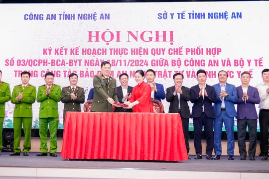 Công an tỉnh, Sở Y tế Nghệ An ký kết thực hiện quy chế phối hợp bảo đảm an ninh, trật tự và lĩnh vực y tế
