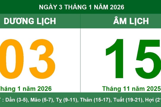 Lịch âm dương ngày 3/1/2026: Ngày hoàng đạo cát tường cho khởi sự