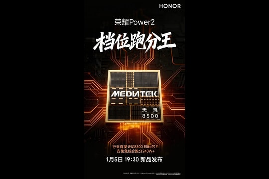 HONOR Power 2 lộ diện sức mạnh Dimensity 8500 Elite cùng viên pin kỷ lục 10,080mAh
