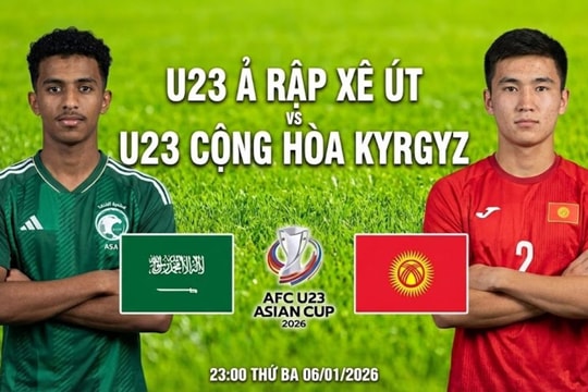 VTV5 VTV6 trực tiếp bóng đá U23 Ả Rập Xê Út vs Kyrgyzstan 6/1/2026