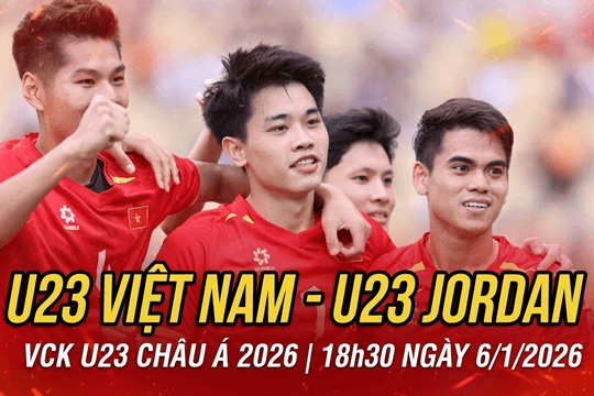 VTV5 VTV6 trực tiếp bóng đá U23 Việt Nam vs Jordan 6/1/2026