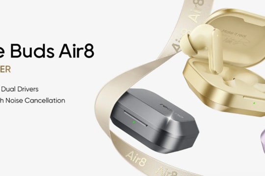 realme Buds Air 8 trình làng: Chống ồn 55dB, driver kép và tích hợp AI Gemini giá 1.05 triệu