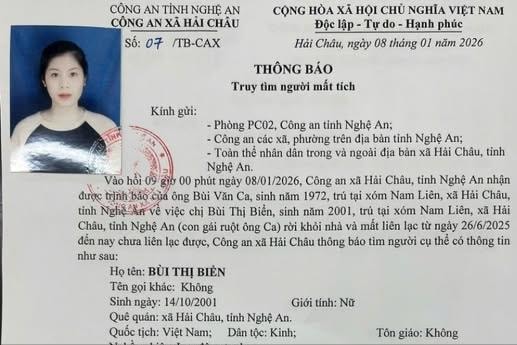 Rời quê đi làm công nhân, cô gái Nghệ An mất liên lạc bất thường
