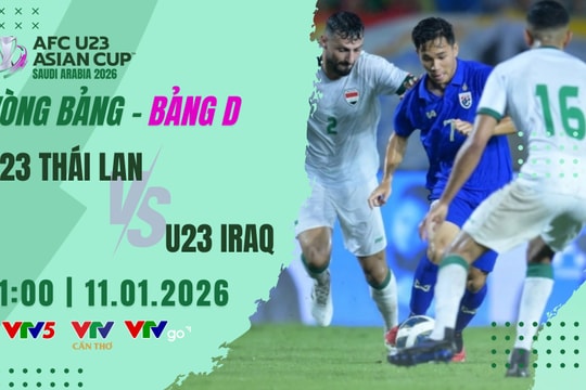 VTV5 VTV6 trực tiếp bóng đá U23 Thái Lan vs Iraq 11/1/2026