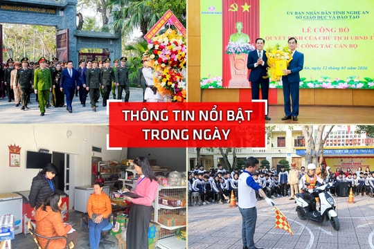 Nghệ An: Thông tin nổi bật ngày 12/1