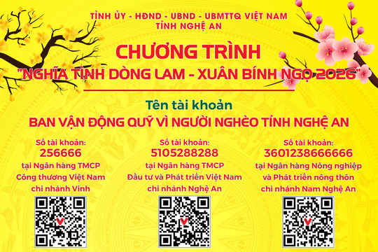 Hơn 20 tỷ đồng đăng ký ủng hộ Chương trình "Nghĩa tình dòng Lam - Xuân Bính Ngọ 2026"